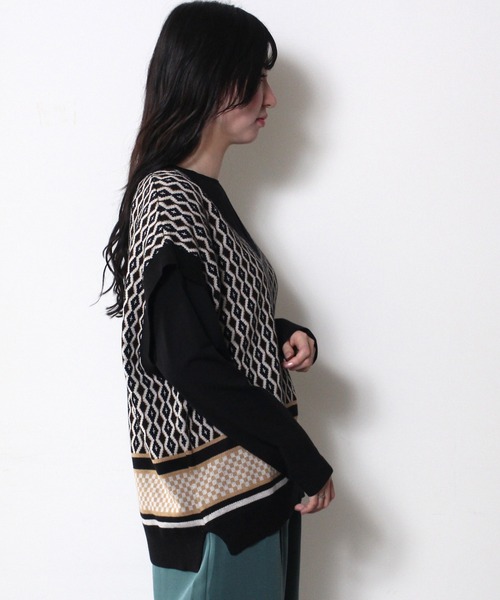 one way（ワンウェイ）の「【oneway】ジャガードオーバーニット（ベスト・レディース・ブラック/ライトグリーン/ライトブラウン・FREE）」の16枚目の写真