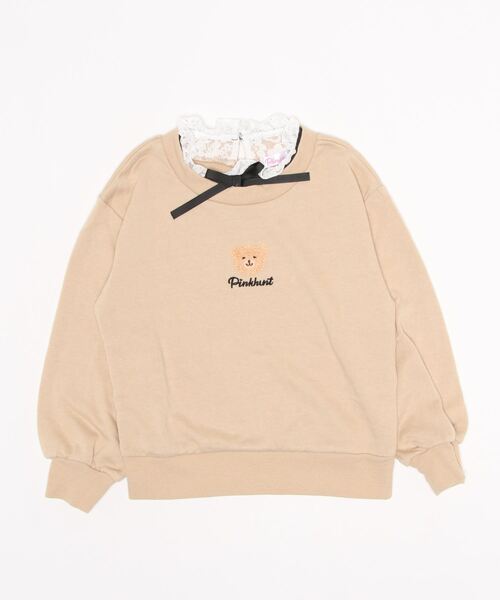 PINKHUNT(ピンクハント)の「PINKHUNT ネックレイヤードテディベアトレーナー 5852K(スウェット・キッズ・ホワイト/ベージュ・120cm/150cm/160cm/130cm/140cm)」の4枚目の写真