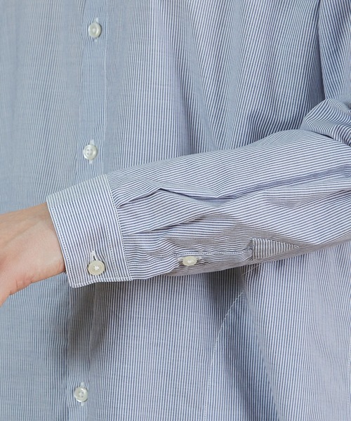 FRAPBOIS（フラボア）の「PARK ストライプロングシャツ（シャツ/ブラウス・レディース・ブルー/グリーン・1/2）」の9枚目の写真