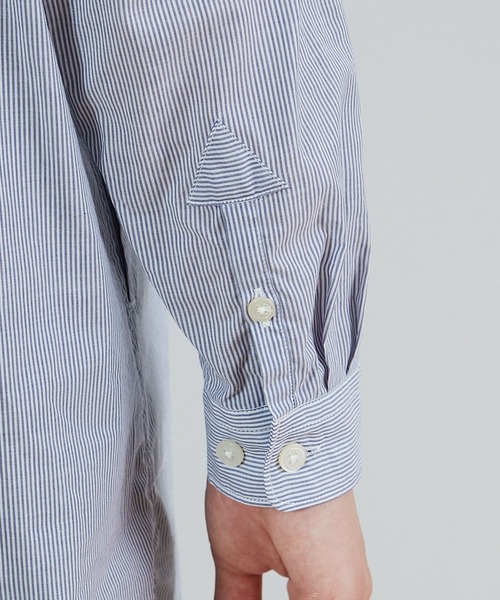 FRAPBOIS（フラボア）の「PARK ストライプロングシャツ（シャツ/ブラウス・レディース・ブルー/グリーン・1/2）」の3枚目の写真