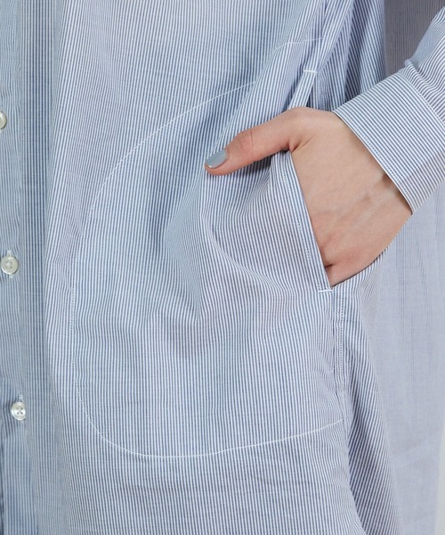 FRAPBOIS（フラボア）の「PARK ストライプロングシャツ（シャツ/ブラウス・レディース・ブルー/グリーン・1/2）」の6枚目の写真