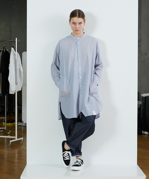 FRAPBOIS（フラボア）の「PARK ストライプロングシャツ（シャツ/ブラウス・レディース・ブルー/グリーン・1/2）」の13枚目の写真