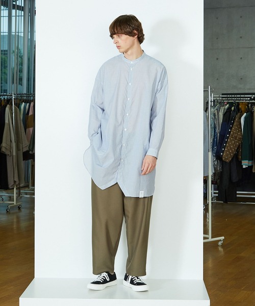 FRAPBOIS（フラボア）の「PARK ストライプロングシャツ（シャツ/ブラウス・レディース・ブルー/グリーン・1/2）」の7枚目の写真