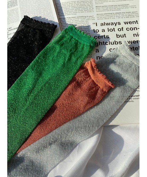 WC(ダブル シー)の「ラメソックス(ソックス/靴下・レディース・ブラック/シルバー/オレンジ/グリーン・FREE)」の12枚目の写真