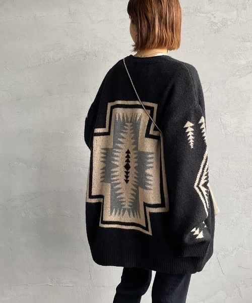 PENDLETON（ペンドルトン）の「[PENDLETON/ペンドルトン] Vネック ニットカーディガン（カーディガン/ボレロ・レディース・ブラック系2/ブラック系1・L/M）」の2枚目の写真