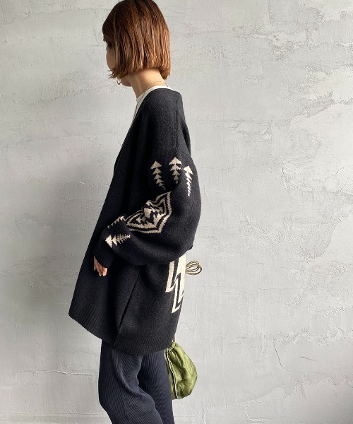 PENDLETON（ペンドルトン）の「[PENDLETON/ペンドルトン] Vネック ニットカーディガン（カーディガン/ボレロ・レディース・ブラック系2/ブラック系1・L/M）」の3枚目の写真