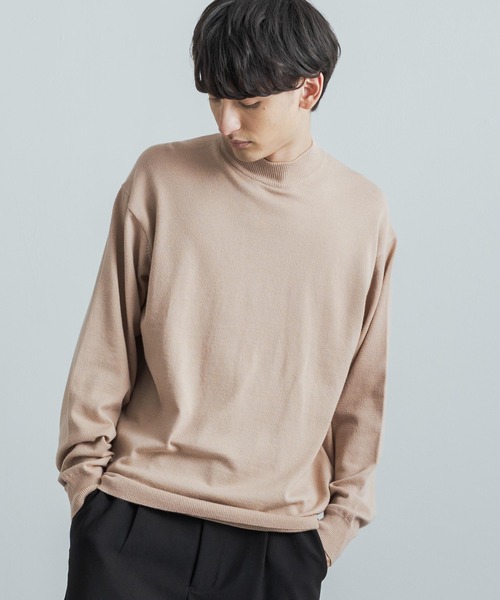 Rocky Monroe(ロッキーモンロー)の「ミドルゲージ 長袖モック/タートルネックウォッシャブル無地ニットソー(ニット/セーター・メンズ・ブラック/ブルーグリーン/ベージュ系/チャコールグレー/グレー系1/グレー系/ピンクベージュ/グレー/ピンク系/ベージュ/ブルー系/ブラック系/ホワイト系/オフホワイト・M/L)」の11枚目の写真