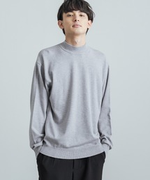 ミドルゲージ 長袖モック/タートルネックウォッシャブル無地ニットソー