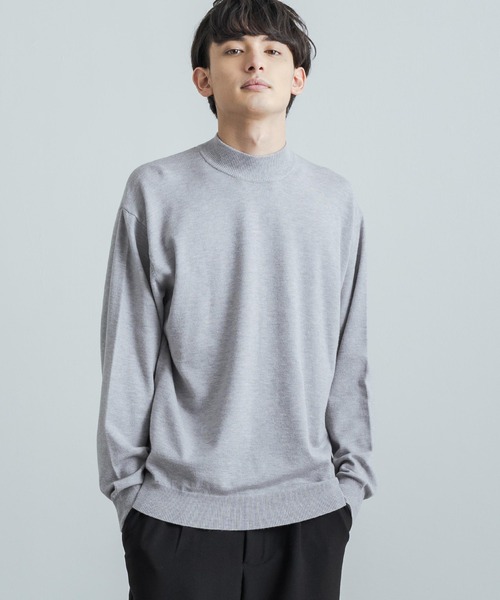 Rocky Monroe(ロッキーモンロー)の「ミドルゲージ 長袖モック/タートルネックウォッシャブル無地ニットソー(ニット/セーター・メンズ・ブラック/ブルーグリーン/ベージュ系/チャコールグレー/グレー系1/グレー系/ピンクベージュ/グレー/ピンク系/ベージュ/ブルー系/ブラック系/ホワイト系/オフホワイト・M/L)」の8枚目の写真