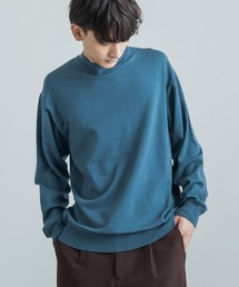 ミドルゲージ 長袖モック/タートルネックウォッシャブル無地ニットソー