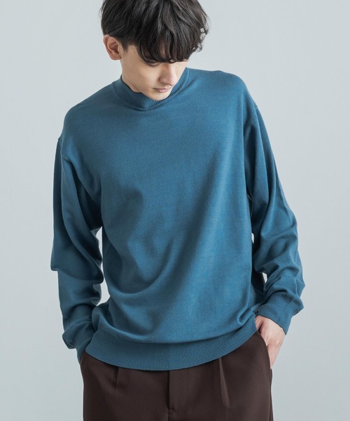 Rocky Monroe(ロッキーモンロー)の「ミドルゲージ 長袖モック/タートルネックウォッシャブル無地ニットソー(ニット/セーター・メンズ・ブラック/ブルーグリーン/ベージュ系/チャコールグレー/グレー系1/グレー系/ピンクベージュ/グレー/ピンク系/ベージュ/ブルー系/ブラック系/ホワイト系/オフホワイト・M/L)」の12枚目の写真