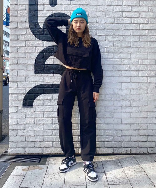 X-girl(エックスガール)の「CARGO POCKET SWEAT TOP(スウェット・レディース・ブラック/オレンジ/アッシュ・M/S)」の18枚目の写真