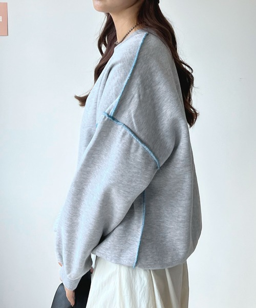 Futier land（フューティアランド）の「リンキングスウェットプルオーバー（スウェット・レディース・ピンク/グリーン/アイボリー/モカ/ピンク系その他/グレー/ネイビー/パープル/ライトベージュ/グレー系その他/イエロー/ホワイト/ブラウン/ベージュ・FREE/X-LARGE）」の6枚目の写真