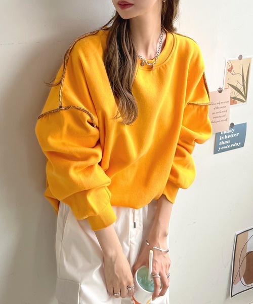 Futier land（フューティアランド）の「リンキングスウェットプルオーバー（スウェット・レディース・ピンク/グリーン/アイボリー/モカ/ピンク系その他/グレー/ネイビー/パープル/ライトベージュ/グレー系その他/イエロー/ホワイト/ブラウン/ベージュ・FREE/X-LARGE）」の12枚目の写真