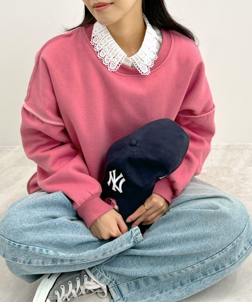 Futier land（フューティアランド）の「リンキングスウェットプルオーバー（スウェット・レディース・ピンク/グリーン/アイボリー/モカ/ピンク系その他/グレー/ネイビー/パープル/ライトベージュ/グレー系その他/イエロー/ホワイト/ブラウン/ベージュ・FREE/X-LARGE）」の21枚目の写真