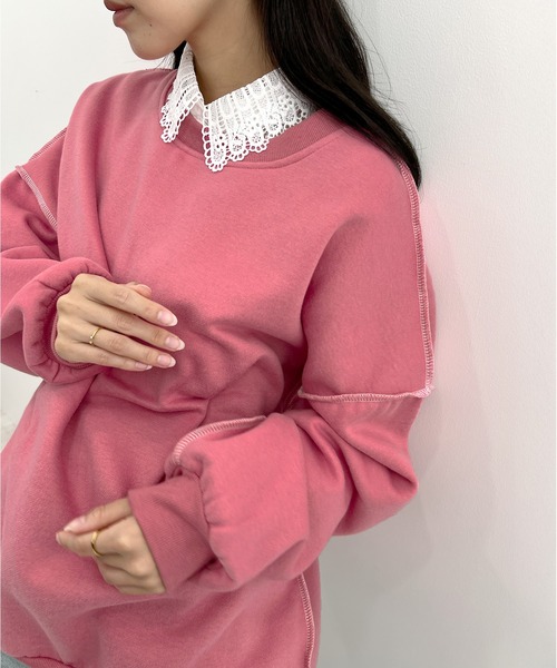 Futier land（フューティアランド）の「リンキングスウェットプルオーバー（スウェット・レディース・ピンク/グリーン/アイボリー/モカ/ピンク系その他/グレー/ネイビー/パープル/ライトベージュ/グレー系その他/イエロー/ホワイト/ブラウン/ベージュ・FREE/X-LARGE）」の17枚目の写真