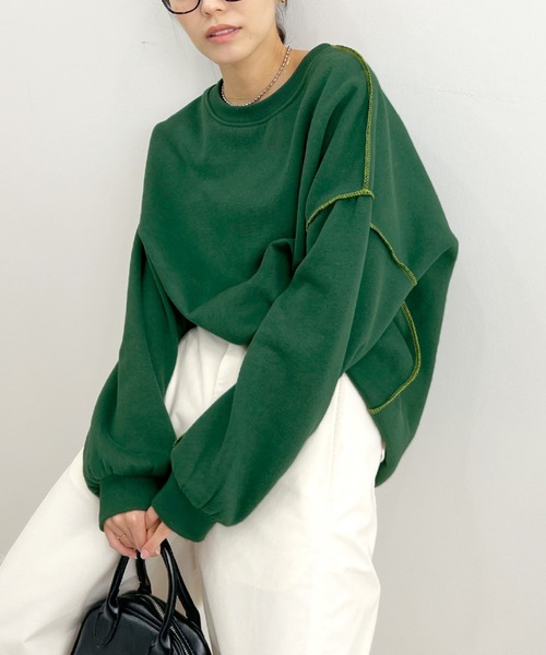 Futier land（フューティアランド）の「リンキングスウェットプルオーバー（スウェット・レディース・ピンク/グリーン/アイボリー/モカ/ピンク系その他/グレー/ネイビー/パープル/ライトベージュ/グレー系その他/イエロー/ホワイト/ブラウン/ベージュ・FREE/X-LARGE）」の22枚目の写真