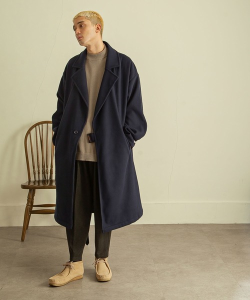 NILWAY（ニルウェイ）の「ウールライクメルトンタイロッケンコート（トレンチコート・メンズ・ブラック/ネイビー/アイボリー/グレイッシュベージュ/チャコール/グリーン・MEDIUM/LARGE）」の17枚目の写真