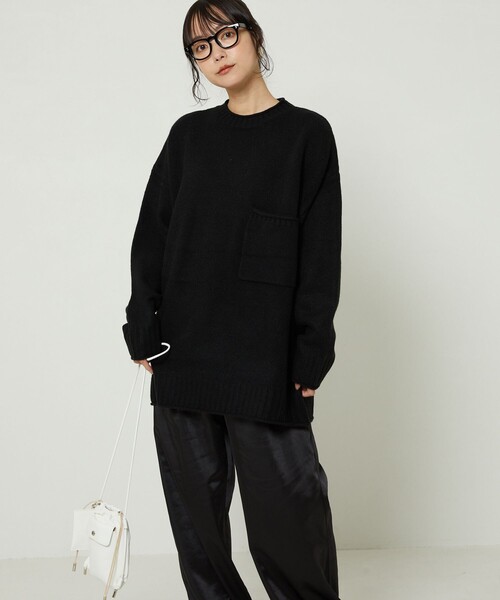 FREAK'S STORE（フリークスストア）の「ポケット付きニットプルオーバー（ニット/セーター・レディース・ブラック/オフホワイト/サックスブルー/マスタード・ﾌﾘ-）」の13枚目の写真