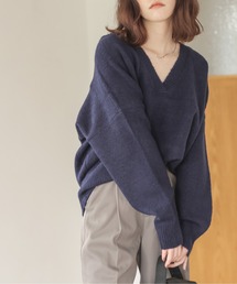 ANGIE | 【2022年秋冬新色追加】オーバーサイズ 深Vネックニットプルオーバー(ニット/セーター)