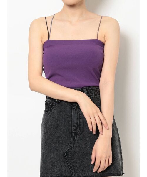 EVRIS(エヴリス)の「カラーストラップリブキャミソール(キャミソール・レディース・グリーン/ホワイト/ブラック/パープル・FREE)」の4枚目の写真