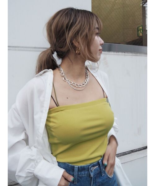 EVRIS(エヴリス)の「カラーストラップリブキャミソール(キャミソール・レディース・グリーン/ホワイト/ブラック/パープル・FREE)」の3枚目の写真