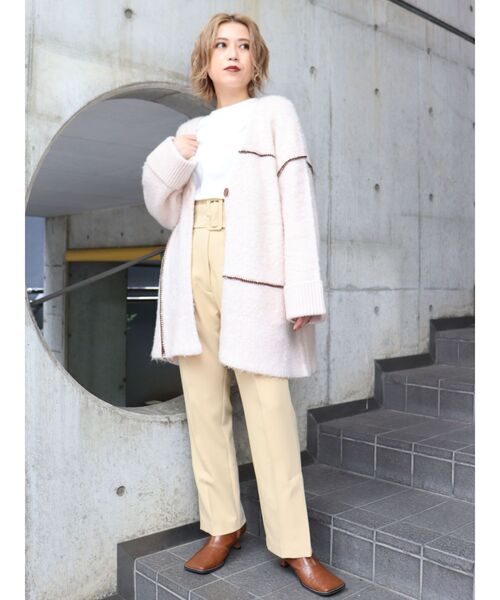 MURUA（ムルーア）の「アウトリンキングニットガウン（カーディガン/ボレロ・レディース・ブラック/アイボリー・FREE）」の9枚目の写真