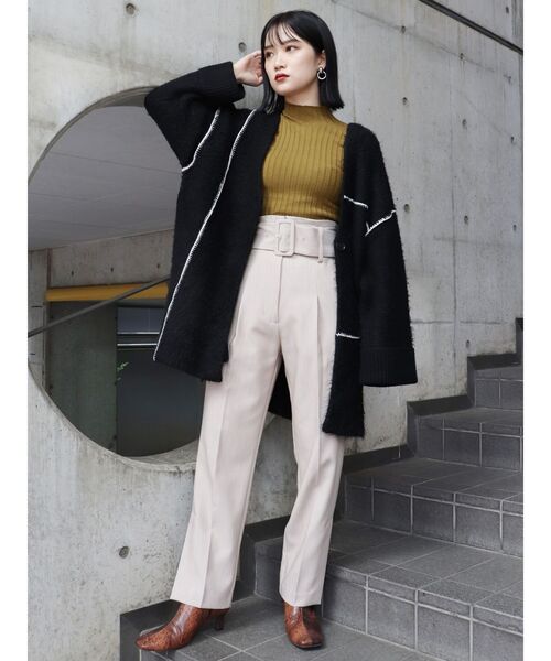 MURUA（ムルーア）の「アウトリンキングニットガウン（カーディガン/ボレロ・レディース・ブラック/アイボリー・FREE）」の12枚目の写真