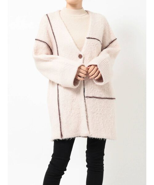 MURUA（ムルーア）の「アウトリンキングニットガウン（カーディガン/ボレロ・レディース・ブラック/アイボリー・FREE）」の13枚目の写真