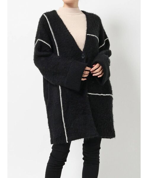 MURUA（ムルーア）の「アウトリンキングニットガウン（カーディガン/ボレロ・レディース・ブラック/アイボリー・FREE）」の14枚目の写真