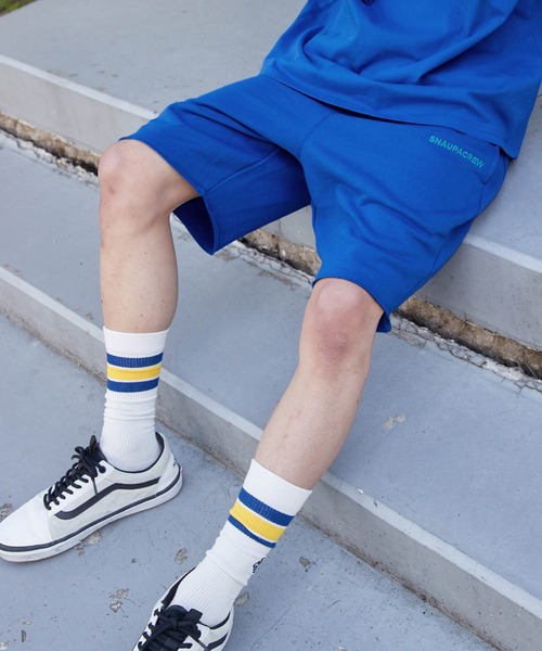 Snap club（スナップクラブ）の「【Snap club】裏毛ワンポイント刺繍ロゴスウェットショーツ（スウェットパンツ・レディース・ブラック/パープル/イエロー/グリーン/ロイヤルブルー/ホワイト系/ライトグレー/ダークオレンジ・FREE）」の6枚目の写真