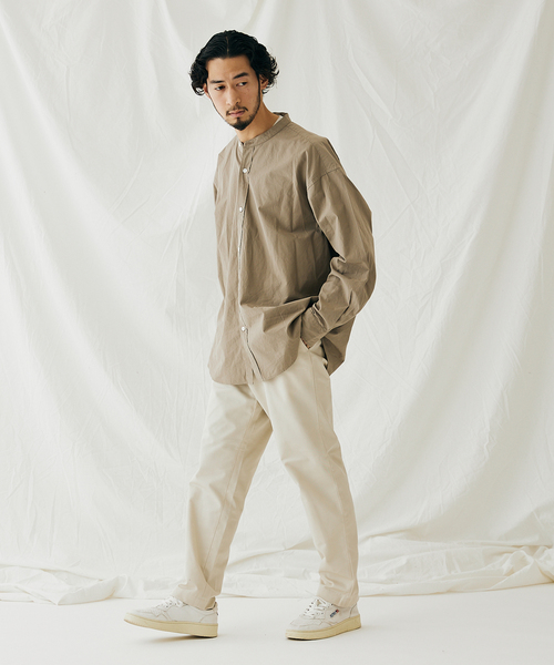 JOURNAL STANDARD（ジャーナルスタンダード）の「オーバーサイズ パターン バンドカラー シャツ（シャツ/ブラウス・メンズ・ブルー系その他2/ホワイト/グリーン系その他/スミクロ/モカ/ネイビー・MEDIUM/LARGE/SMALL）」の8枚目の写真