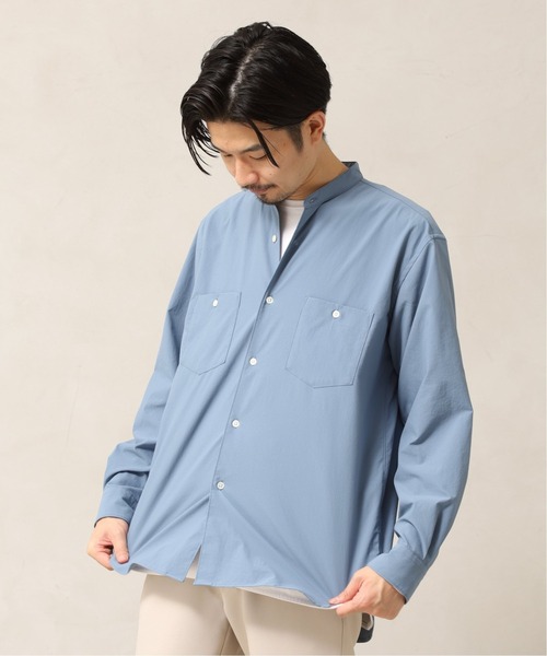 417 EDIFICE（フォーワンセブンエディフィス）の「ダブルポケット バンドカラーシャツ（シャツ/ブラウス・メンズ・グレー/グリーン/ブルー・SMALL/MEDIUM/LARGE）」の3枚目の写真