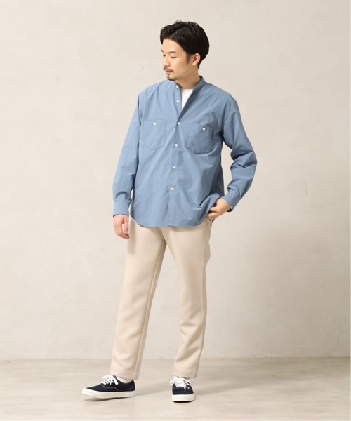 417 EDIFICE（フォーワンセブンエディフィス）の「ダブルポケット バンドカラーシャツ（シャツ/ブラウス・メンズ・グレー/グリーン/ブルー・SMALL/MEDIUM/LARGE）」の4枚目の写真
