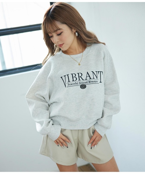 ANAP（アナップ）の「ロゴ刺繍裏起毛プルオーバー（スウェット・レディース・ライトグレー/ブラウン/ブルー・FREE）」の2枚目の写真