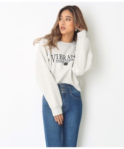 ANAP（アナップ）の「ロゴ刺繍裏起毛プルオーバー（スウェット・レディース・ライトグレー/ブラウン/ブルー・FREE）」の4枚目の写真