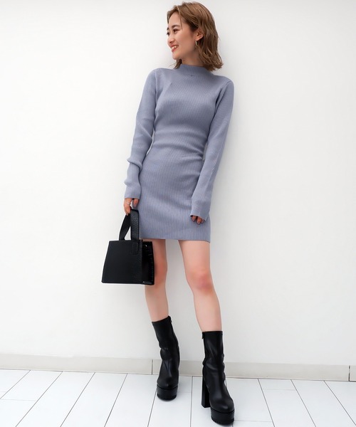 SPIRALGIRL(スパイラルガール)の「チョーカーネックバックリボン2wayリブニットワンピース(ワンピース・レディース・ブラック/ベージュ/ブルー・FREE)」の14枚目の写真