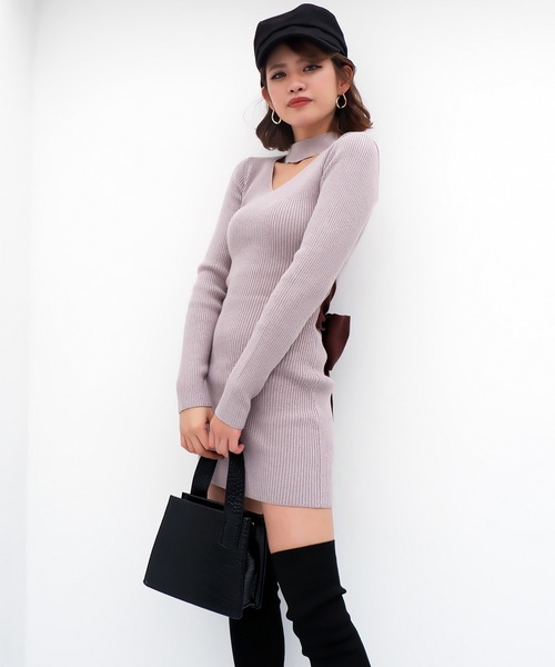SPIRALGIRL(スパイラルガール)の「チョーカーネックバックリボン2wayリブニットワンピース(ワンピース・レディース・ブラック/ベージュ/ブルー・FREE)」の15枚目の写真