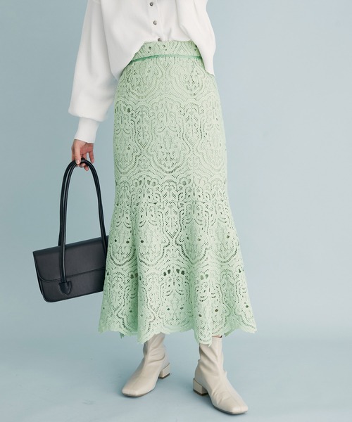 VIS（ビス）の「レースマーメイドスカート（スカート・レディース・グレー/キナリ/グリーン/ホワイト系その他5・S/M）」の4枚目の写真