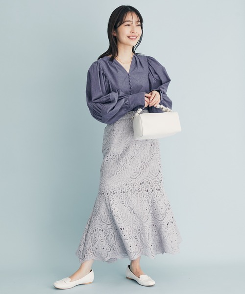 VIS（ビス）の「レースマーメイドスカート（スカート・レディース・グレー/キナリ/グリーン/ホワイト系その他5・S/M）」の5枚目の写真