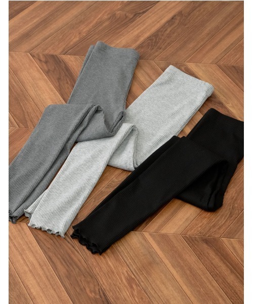 Re:EDIT（リエディ）の「裾メローリブレギンス（レギンス/スパッツ・レディース・ブラック/ダークグレー/グレー・MEDIUM）」の10枚目の写真