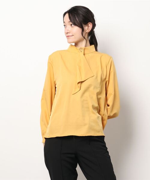 Lace Ladies(レースレディース)の「スタンドアップカラー ボウタイ ボリューム袖 ブラウス(シャツ/ブラウス・レディース・ベージュ/イエロー/グリーン・S/M/L/XL)」の1枚目の写真