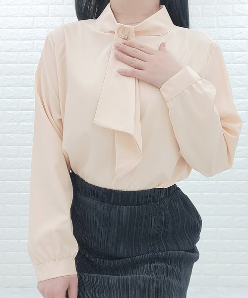 Lace Ladies(レースレディース)の「スタンドアップカラー ボウタイ ボリューム袖 ブラウス(シャツ/ブラウス・レディース・ベージュ/イエロー/グリーン・S/M/L/XL)」の6枚目の写真