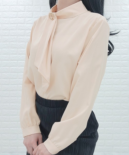 Lace Ladies(レースレディース)の「スタンドアップカラー ボウタイ ボリューム袖 ブラウス(シャツ/ブラウス・レディース・ベージュ/イエロー/グリーン・S/M/L/XL)」の7枚目の写真