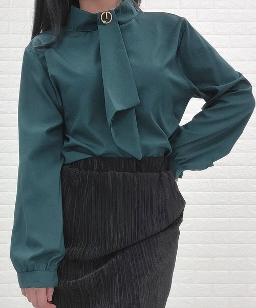 Lace Ladies(レースレディース)の「スタンドアップカラー ボウタイ ボリューム袖 ブラウス(シャツ/ブラウス・レディース・ベージュ/イエロー/グリーン・S/M/L/XL)」の9枚目の写真
