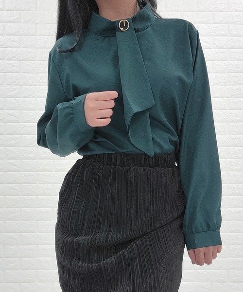 Lace Ladies(レースレディース)の「スタンドアップカラー ボウタイ ボリューム袖 ブラウス(シャツ/ブラウス・レディース・ベージュ/イエロー/グリーン・S/M/L/XL)」の10枚目の写真