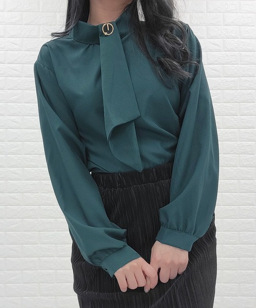 Lace Ladies(レースレディース)の「スタンドアップカラー ボウタイ ボリューム袖 ブラウス(シャツ/ブラウス・レディース・ベージュ/イエロー/グリーン・S/M/L/XL)」の11枚目の写真