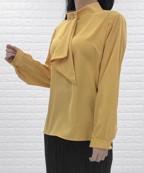 Lace Ladies(レースレディース)の「スタンドアップカラー ボウタイ ボリューム袖 ブラウス(シャツ/ブラウス・レディース・ベージュ/イエロー/グリーン・S/M/L/XL)」の13枚目の写真