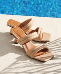 VIVIAN | スクエアトゥパデッドダブルベルトミュールサンダル(サンダル)