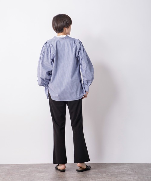 CIENA（シエナ）の「ボリュームスリーブ2wayブラウス（シャツ/ブラウス・レディース・ホワイト/グリーン/ホワイト×ブルー・FREE）」の6枚目の写真